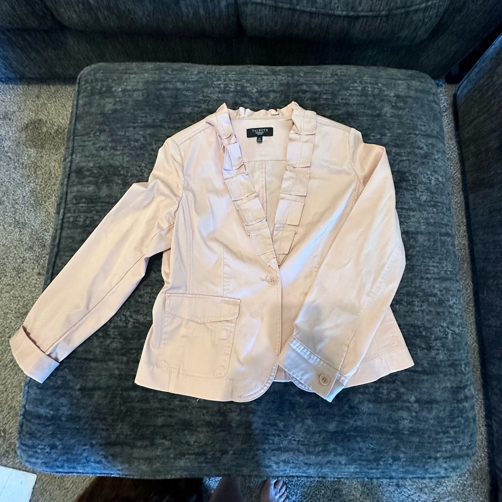 Talbots light pink Ruffle-Trim Blazer